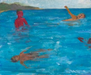 Quattro nuotatori, 2017 (olio su tela) da Megan Williamson