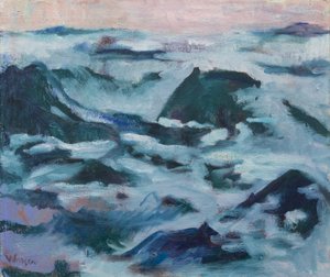 Dodici montagne nebbiose, 2016 (olio su tela)