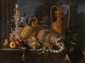 Natura morta, conchiglie e oreficeria da Meiffren (c.1630 1705) Conte