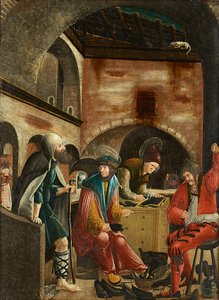 I santi Crispino e Crispiniano nella loro bottega di calzolai da Meister der Crispinuslegende