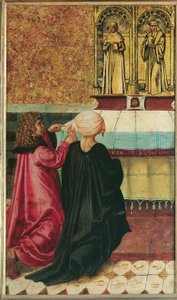 Un uomo raccomanda sua moglie ai Santi Cosma e Damiano