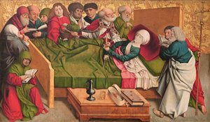 Morte della Vergine, pannello centrale del cosiddetto trittico Pretschlaipfer da Meister von Großgmain