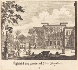 Palazzo e giardini Borghese da Melchior Küsel after Johann Wilhelm Baur