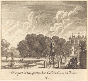 Giardini del Cardinale Coessi, Roma da Melchior Küsel after Johann Wilhelm Baur