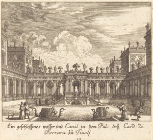 Palazzo e canale, Cardinale di Ferrara, Tivoli da Melchior Küsel after Johann Wilhelm Baur
