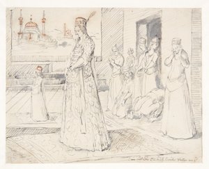 Un gruppo di donne turche in preghiera da Melchior Lorck