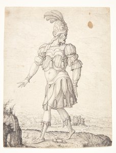 Un uomo in abito romano, che indica una sorgente da Melchior Lorck
