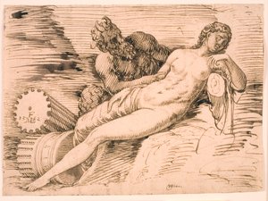 Un satiro che spia la dormiente Antiope da Melchior Lorck