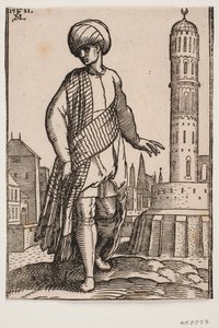 Elegante giovane uomo con turbante e lungo scialle da Melchior Lorck