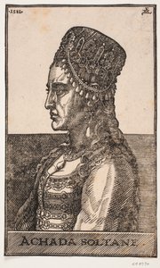 Ritratto della sultana, profilo a sinistra: ACHADA SOLTANE da Melchior Lorck