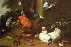 Pollame nel parco da Melchior de Hondecoeter