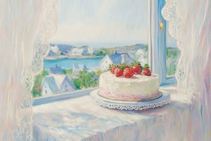 Torta alle fragole - Vista estiva da Melloi Art Prints