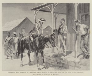Messaggero con notizie della sconfitta del dottor Jameson che si riposa al negozio di Chapman sulla strada per Johannesburg da Melton (after) Prior