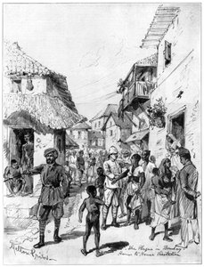 Visita porta a porta durante la peste a Bombay, India, 1898
