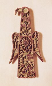 Spilla a forma di aquila (metallo e smalto) da Merovingian