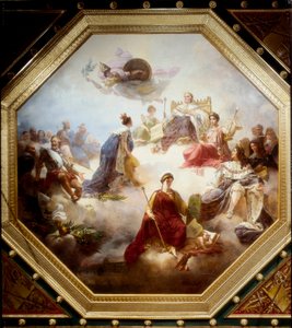 La Francia, tra i re legislatori e i giuristi francesi, riceve la Carta Costituzionale da Luigi XVIII, soffitto della sala Camondo, Louvre, Parigi
