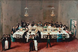 Banchetto in onore del generale Antonio Leon a Oaxaca, Messico da Mexican School