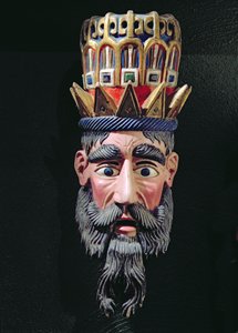 Maschera di un re mago usata nelle processioni per celebrare la festa dell