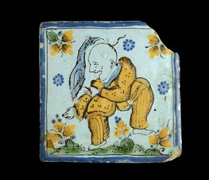 Piastrella con un uomo cinese grottesco, c. 1800 da Mexican School