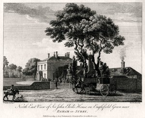 Vista nord-est della casa di Sir John Elvils a Englefield Green vicino a Egham nel Surry, 1775 da Michael Angelo Rooker