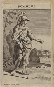 Romolo, uno dei mitici fondatori gemelli di Roma da Michael Burghers