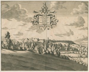 Castello di Tutbury - Vista distante: incisione su rame, nd [c 1686]
