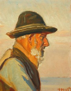 Un pescatore di Skagen alla luce del sole. da Michael Peter Ancher
