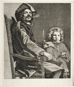 Uomo che fuma una pipa e un piccolo ragazzo, c. 1660