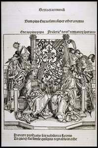 Incontro tra Papa Pio II e Federico III, Imperatore di Germania, ca 1493 da Michael Wolgemut