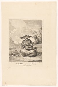 Uomo seduto a gambe incrociate con ghironda (Serie di scene asiatiche dalla collezione del Château de la Muette) da Michel Aubert