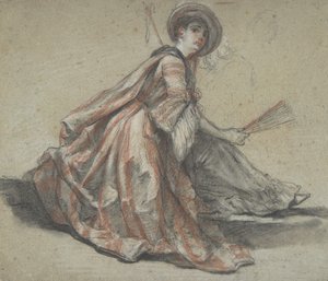 Una signora con un ventaglio, XVIII secolo da Michel Barthelemy Ollivier