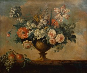 Rose, tulipani, garofani e altri fiori in un