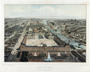 Parigi moderna - Les Tuileries, il Louvre e la rue de Rivoli, vista presa dal Jardin des Tuileries (Nord-Ovest) da Michel Charles Fichot
