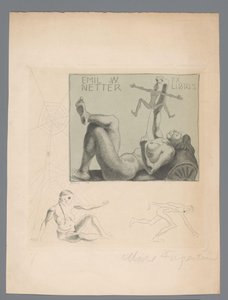 Ex libris di Emil W. Netter da Michel Fingesten (signed by artist)