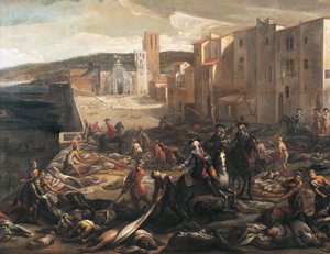Vittime della peste, particolare da Peste a Marsiglia da Michel Serre