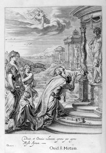 Oeneo, re di Calidone, avendo trascurato Diana in un sacrificio è punito per la sua empietà, 1655 da Michel de Marolles