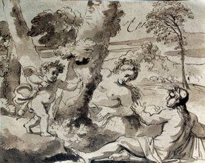 Amore, un pastore e una ninfa da Michel des Gobelins Corneille
