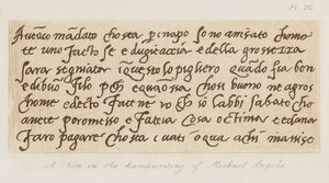 Una nota nella calligrafia di Michelangelo