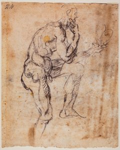 Studio di nudo, copia dalla lunetta di Naason da Michelangelo (after) Buonarroti