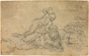 Michelangelo - Davide e Golia. Studi architettonici a righe, ca. 1550-1556, I, 32a