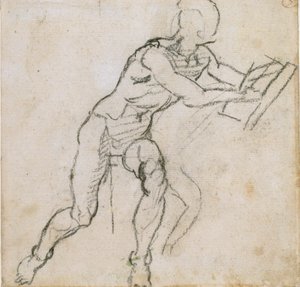 Un uomo nudo seduto, c1490-1560 da Michelangelo Buonarroti