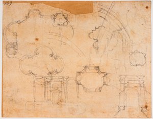 Progetti di costruzione, elevazioni e schizzi della cupola, per la Cappella Sforza da Michelangelo Buonarroti