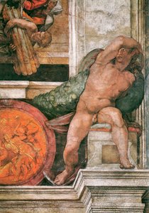 (dettaglio) del soffitto della Cappella Sistina in Vaticano, 1508-1512 da Michelangelo Buonarroti