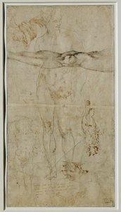 Vari studi di figure, iscrizione basata su un sonetto di Petrarca, circa 1506 ...