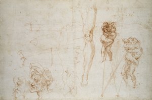 Ercole e Anteo e altri Studi, c.1525-28 da Michelangelo Buonarroti