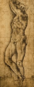 Nudo maschile; disegno di Michelangelo