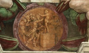 Medaglione che rappresenta la Distruzione della Statua del Dio Baal..., 1508-1512 da Michelangelo Buonarroti