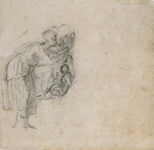 Pagina da un libro di schizzi: Una donna in nero, c1490-1560 da Michelangelo Buonarroti