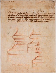 Basi di pilastri per la Sagrestia Nuova, iscrizioni manoscritte da Michelangelo Buonarroti