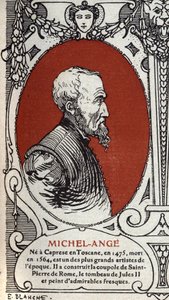 Ritratto del pittore rinascimentale italiano Michelangelo Buonarroti detto Michelangelo. da Michelangelo Buonarroti